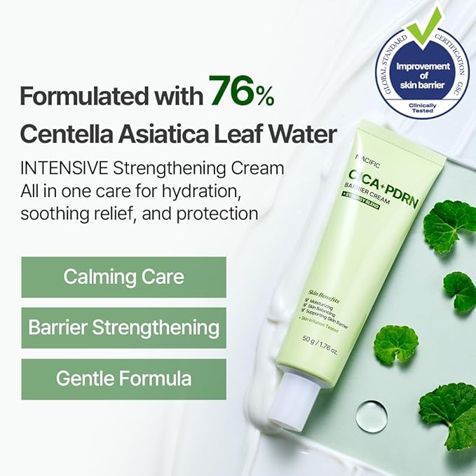 NACIFIC Cica PDRN Barrier Cream 1.76 oz 50g – Centella Asiatica, Moisturizing Barrier Repair and Strengthening Cream with PDRN for Dry and Sensitive Skin, Calming Korean Skincare