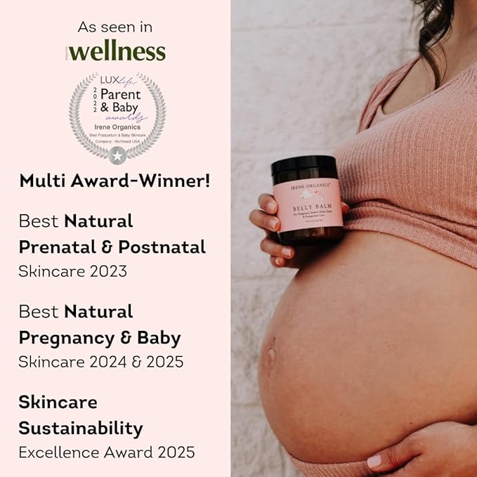 Organic Belly Butter for Pregnancy Stretch Mark Prevention and Treatment Award Winning Anti Stretch Mark Tummy Balm For Pregnancy and Postpartum 8oz - Hydrating Bump Cream