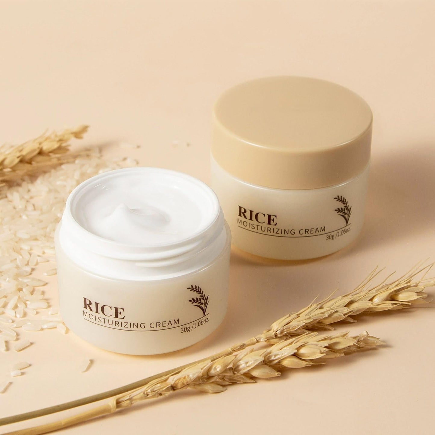 Skin Care Set - Rice Face Moisturizer Cream & Rice Serum (2 Products) Moisturizer for Face,Hydrating Targets Dryness,Pore Minimizing,Deep Nourishment,Strengthens Skin Barrier,All Skin Types,1.66 oz