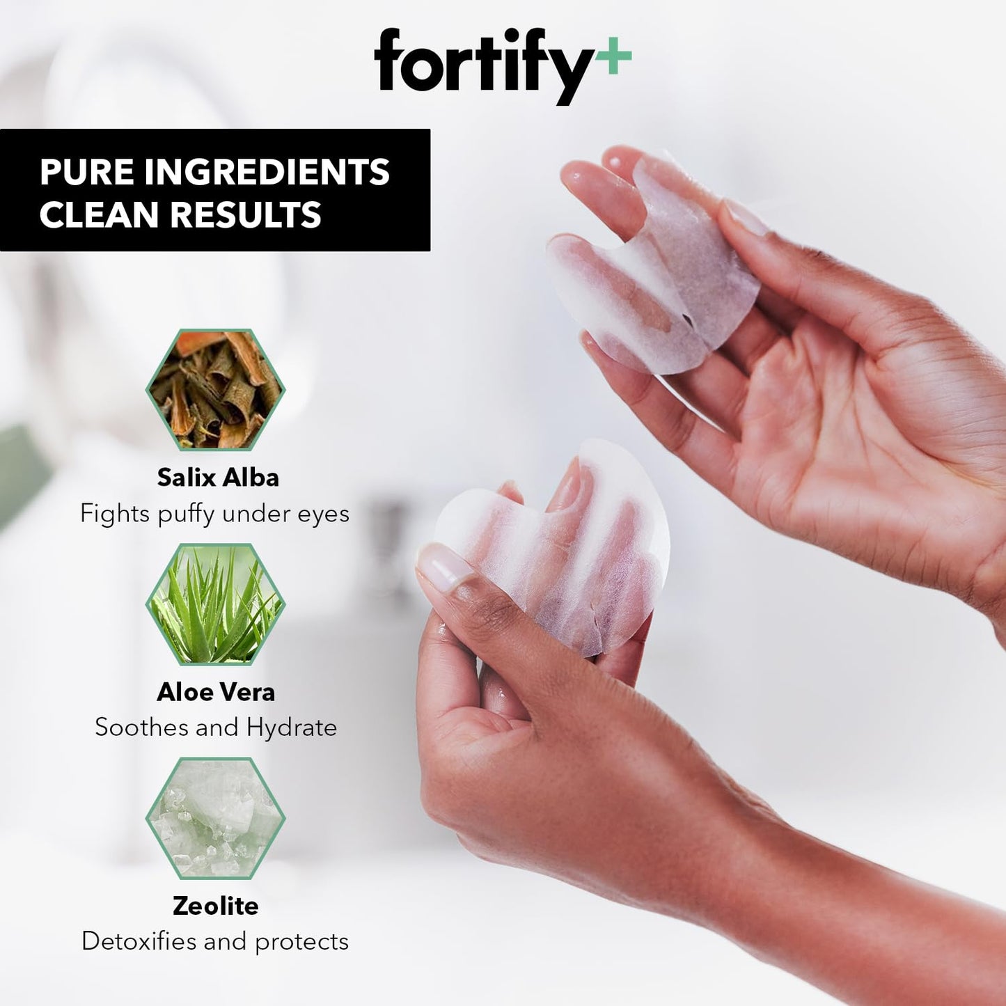 Fortify Skincare Under Eye Patches For Puffy Eyes and Dark Circles - Dermatologist Tested Anti-Aging - Ultra Hydrating, Anti Wrinkle Patches - Natural, Vegan, Clean Beauty, Korean Skin Care - 10 Pairs