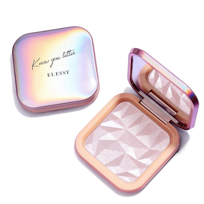 ELESSY Highlighter Makeup Palette Glitter Pink Highlighter Palette Tones-DAWN GLOW