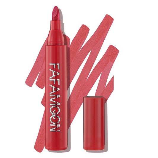 Lip Stain Marker,Nude Red Lip Tint Stain Pen Liner,Hydrating
