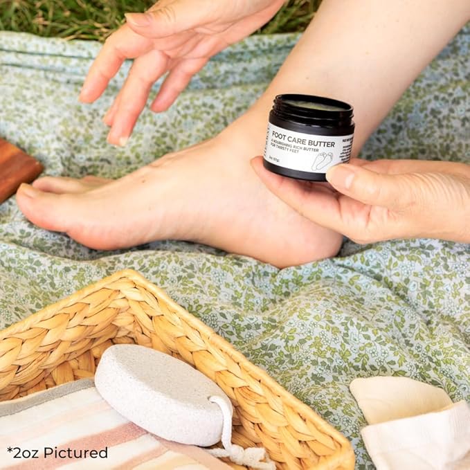 Ora's Amazing Herbal Foot Care Butter, Heel Balm, Foot Balm, Repair Cream for Dry Cracked Heels & Feet, Lavender, Tea Tree & Peppermint, 100% Recycled Plastic Jar, 8 oz