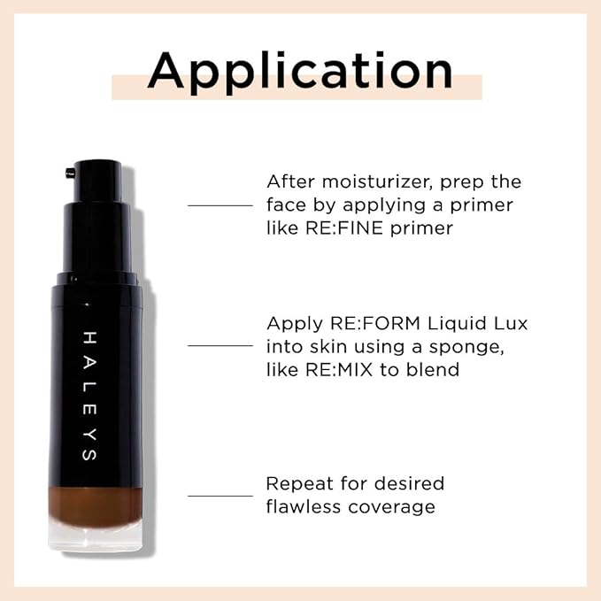 HALEYS RE:FORM Liquid Lux Foundation (10.00) Vegan, Cruelty-Free Long-Lasting Wear