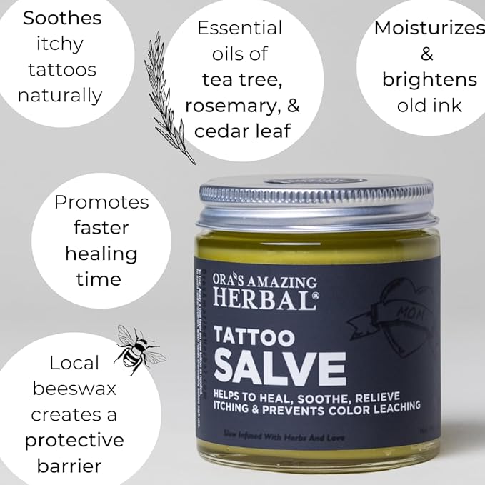 Ora's Amazing Herbal All The Tattoo Aftercare Set, Tattoo Salve, Oil & Soap, Natural Tattoo Aftercare Set, Balm, Moisturizer, Made in the USA
