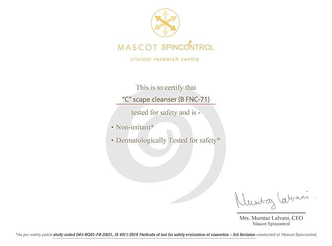 FCL 2% Vitamin C Face Wash, C Scape Cleanser for Gentle Exfoliation and Brightening | Cleanser Face Wash For Unevenly Pigmented Skin | Dark Spot Cleanser for Face - 200ml/6.76 Fl Oz