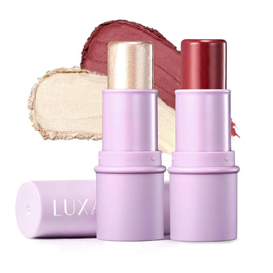 2Pcs Cream Blush Highlighter Makeup Stick Makeup Set Cherry Blush