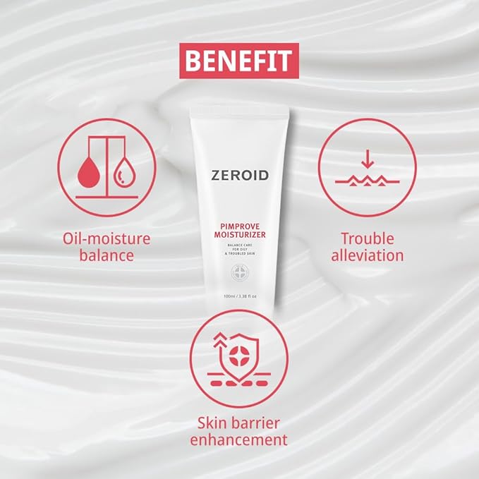 ZEROID | Pimprove Moisturizer Cream | Hyaluronic Acid Moisturizer Face Cream | Korean Face Lotion for Women and Men | Korean Skin Care | Skin Barrier Moisturizing Facial Care | 3.38 fl oz (100ml)