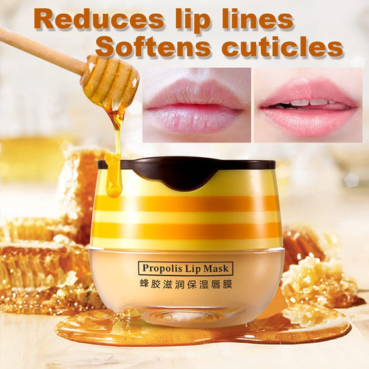 4PCS Strawberry & Honey Lip Balm, Vitamin E Moisturizing Propolis Sleeping Lip Mask, Effective Reduces Lip Lines Prevention Dry and Cracked Lip Scrubs Exfoliator Smoothing Dry Lip Care