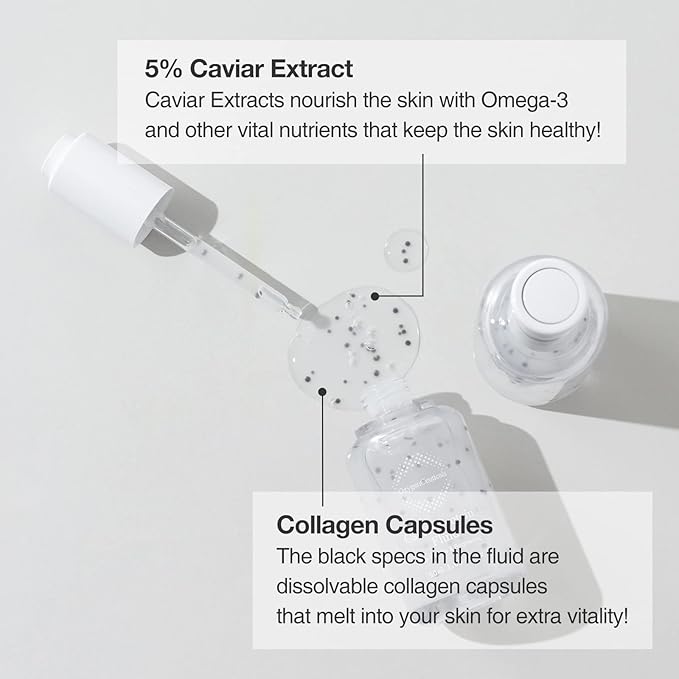 Caviar Protein Fluid – Total Anti-Aging Ampoule with 5% Caviar Extract, Niacinamide & Adenosine, Peptide-Enriched Brightening & Firming Serum for Youthful Radiance. 1.69 fl.oz (50ml)
