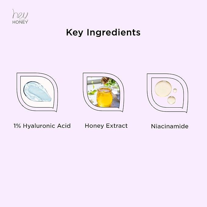 Hey Honey Multi Humectant Firming Serum: 1% Hyaluronic Acid Urea Lactic Acid & Honey Complex for Deep Hydration, Plumping & Skin Barrier Support | 20 mL / 0.68 fl oz