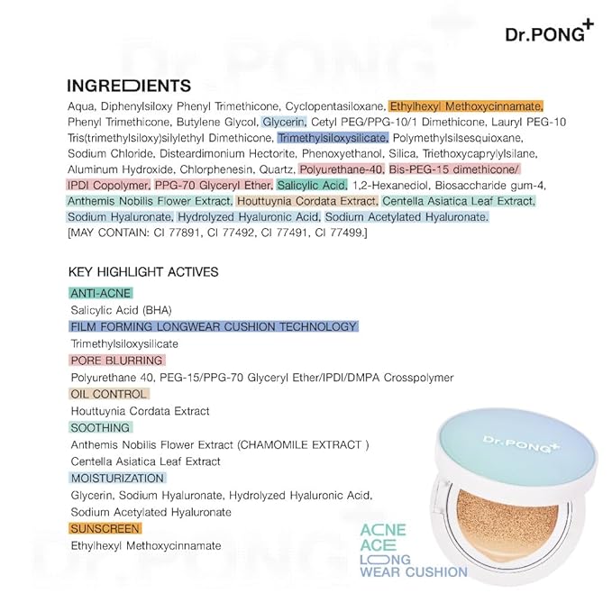Dr.PONG ACNE ACE Longwear Cushion (Light, 15) 15g