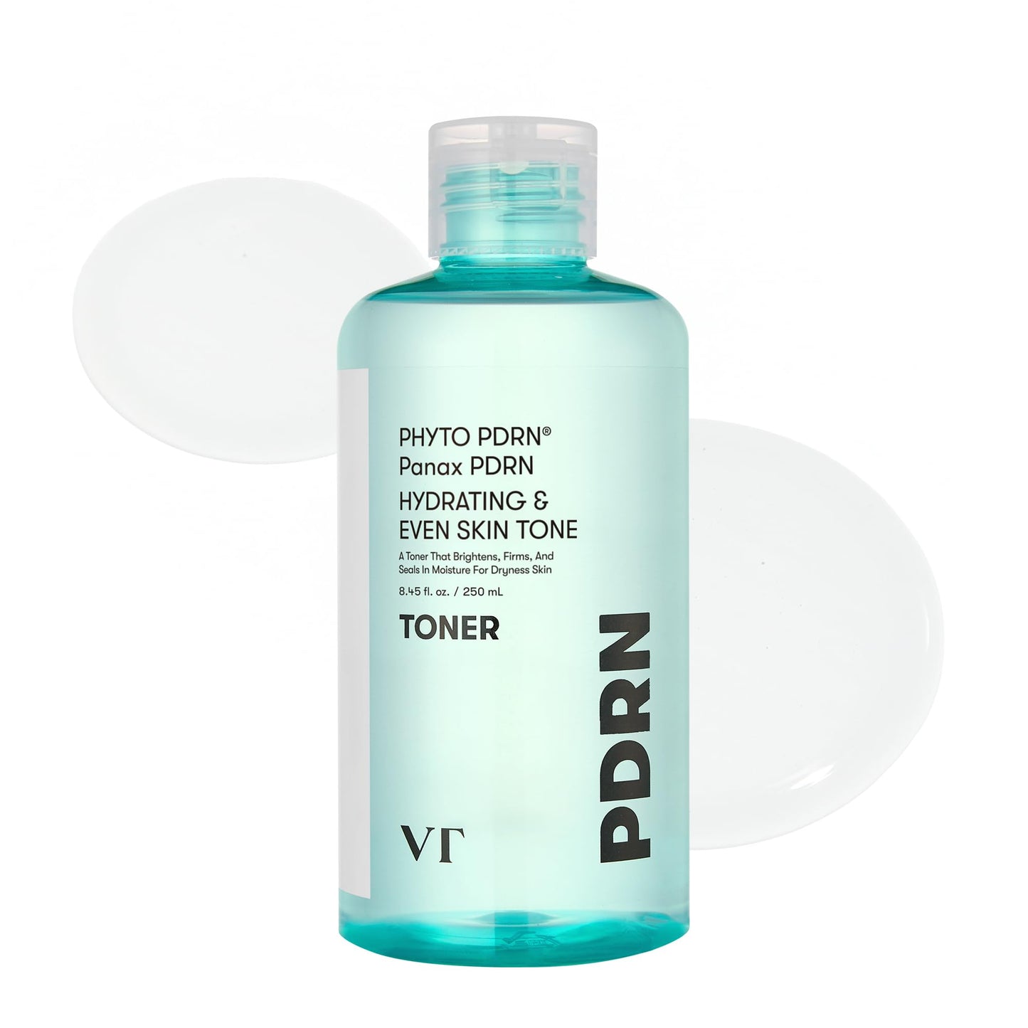 VT COSMETICS PDRN Toner, Hydrating Facial Toner with 50,000ppm Vegan PDRN, Korean Wild Ginseng, Niacinamide & Panthenol, Lightweight, Fragrance-Free, Skin Soothing, Korean Skincare (8.45 fl. oz.)