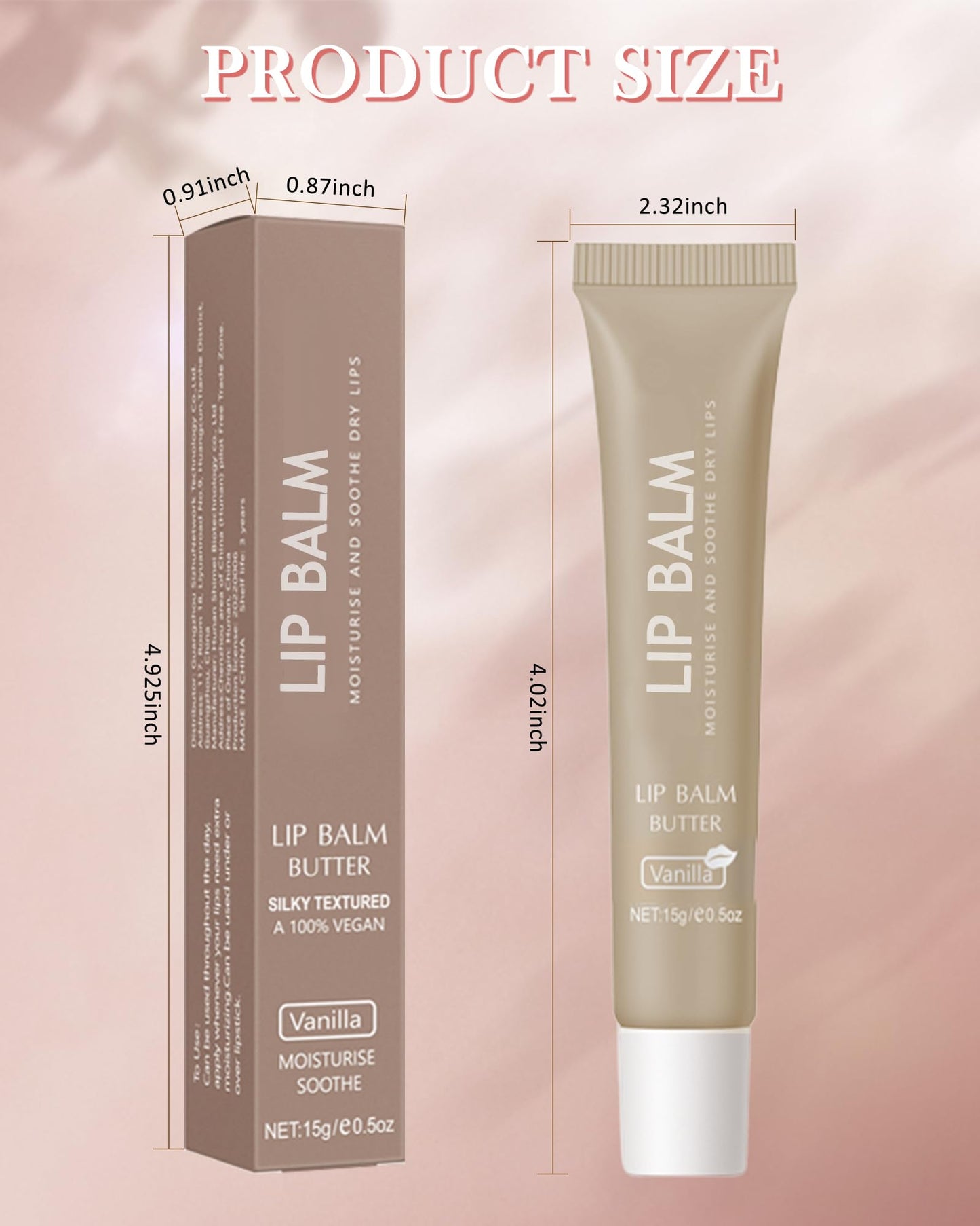 Lip Balm Butter Vanilla,Hydrating Tinted Butter Lip Gloss,Clear Lip Mask Lip Care Moisturizer,Lip Treatment Balm,Non-Sticky Glow Reviver Fat Lip Oil Lipgloss,Women's Day Makeup Gift for Women-01