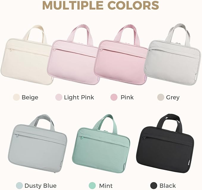 Toiletry Bag For women,Portable Hanging Organizer,4 Leakproof Compartment for full-sized Conditioner, Brushes Set, Makeup Accessories,Visible and easy to access.L-beige