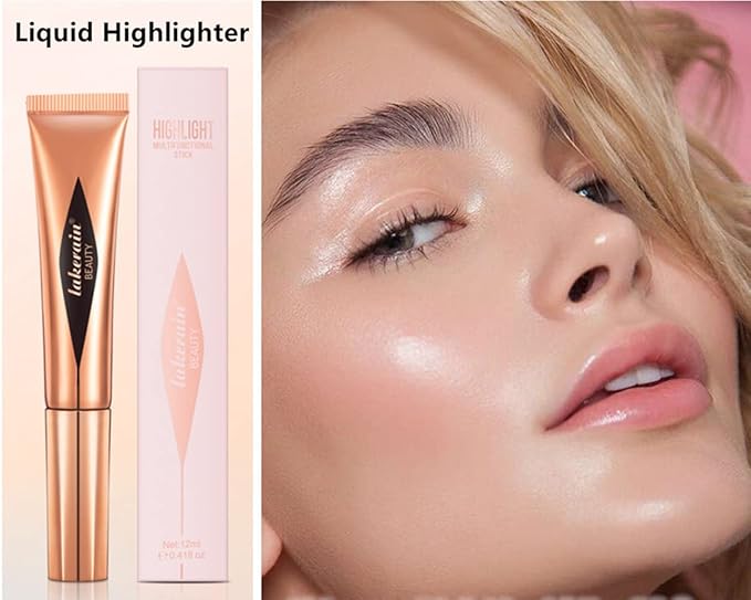 Go Ho Liquid Highlighter Wand,White Pink Highlighter Makeup