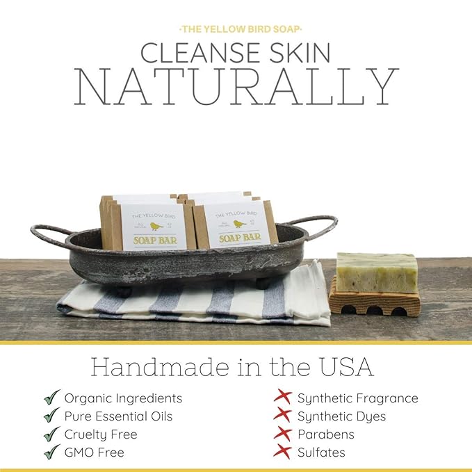 The Yellow Bird Pine Tar Soap Bar – Natural Handmade Face & Body Wash for Men & Women – Moisturizing Cleanser with Shea Butter, Olive & Coconut Oils, and Woodsy Essential Oil Blend (Made in USA)