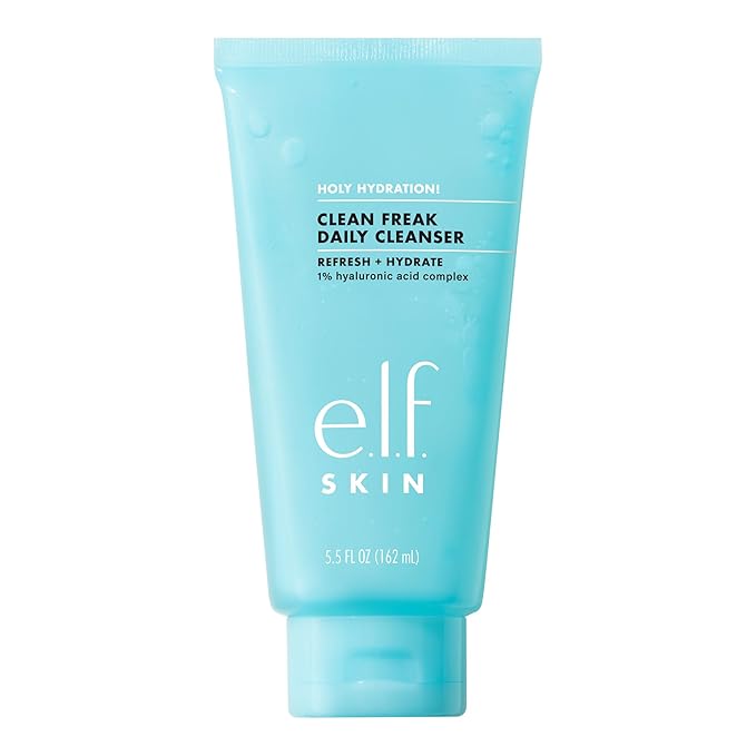 e.l.f. SKIN Holy Hydration! Clean Freak Daily Cleanser, Gentle Hydrating Gel Face Cleanser, Made With Hyaluronic Acid, Vegan & Cruelty-Free, 5.5 fl oz
