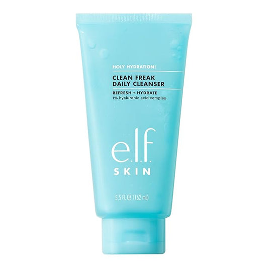 e.l.f. SKIN Holy Hydration! Clean Freak Daily Cleanser, Gentle Hydrating Gel Face Cleanser, Made With Hyaluronic Acid, Vegan & Cruelty-Free, 5.5 fl oz