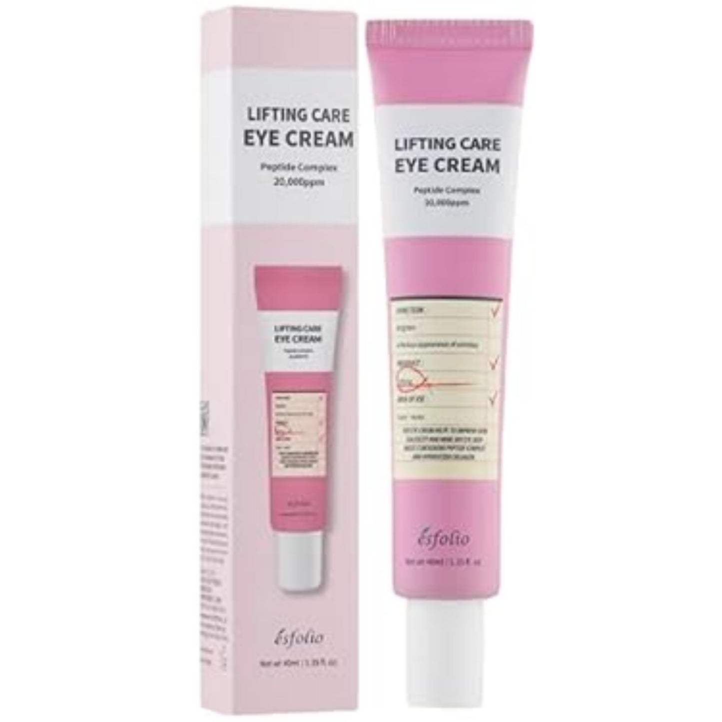 Esfolio Lifting Care Collagen & Peptide Eye Cream for Wrinkles, Fine Lines & Firming - Hydrating Anti-Aging Eye Treatment - K-Beauty Skincare (1.35oz, 40ML)