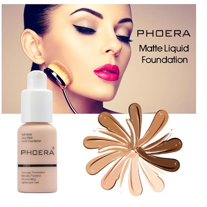 2Pcs Liquid Foundation Full Coverage 24HR Matte Oil Top (1pcs-108) 30ml