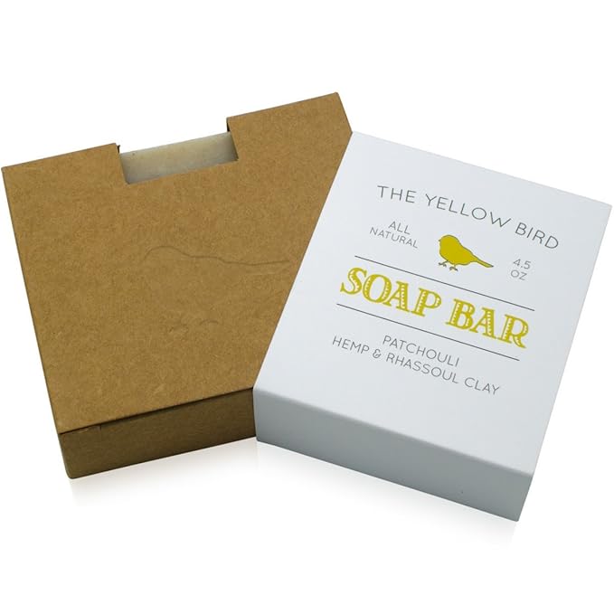 The Yellow Bird Patchouli Hemp Soap Bar - Natural and Organic Handmade Bar Soap for Face and Body - Perfect for Sensitive Skin - Vegan and Cruelty-Free
