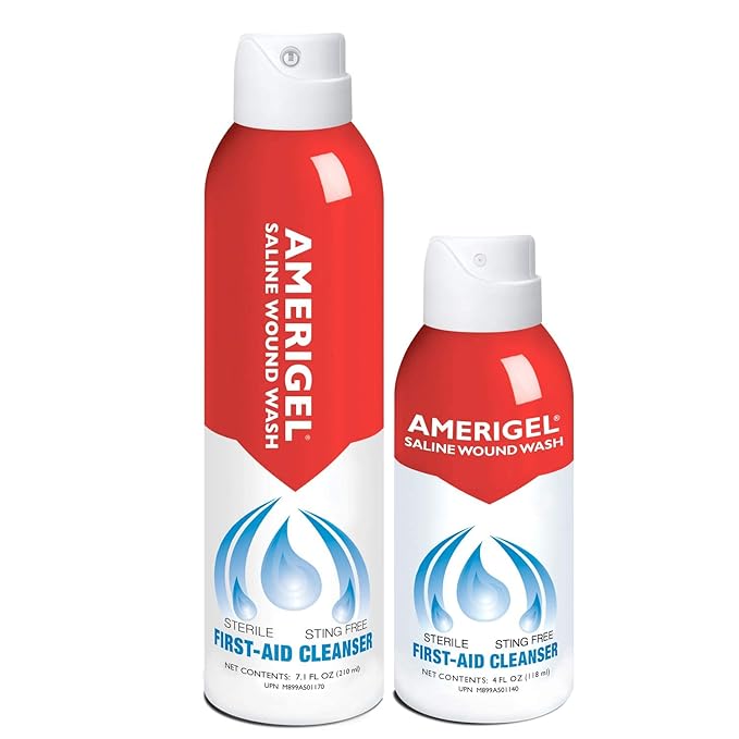 AMERIGEL Total First Aid Bundle - Small - Hydrogel Wound Dressing (1 oz.) - Saline Wound Wash First Aid Cleansing Solution (4 Fl. oz.) - Bordered Gauze Adhesive Bandages (15 Pads)