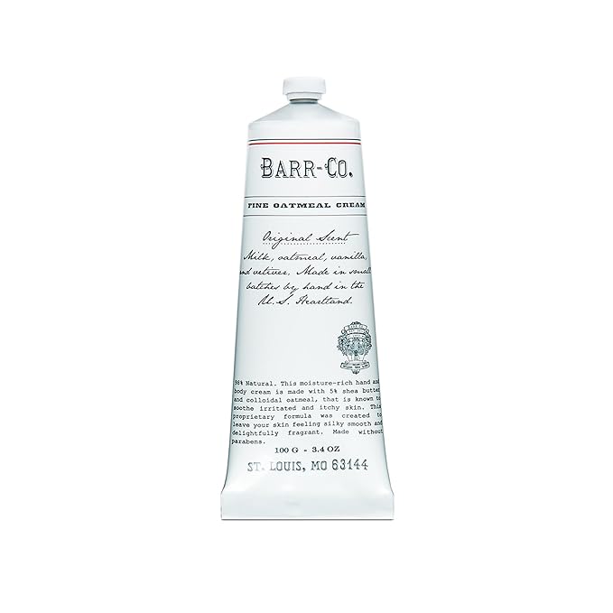BARR-CO. Original Scent Shea Butter Hand Cream for Women & Men - Tranquil Milky Oat, Vanilla & Vetiver Hand Moisturizer for Dry Cracked & Working Hands - Moisturizing, Smooth Repair Cream, 3.4 fl oz