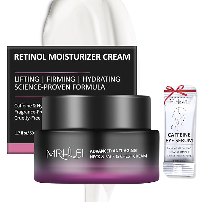 4 in 1 Retinol Moisturizer Cream, Tightening & Lifting Neck Cream, Advanced Anti-Aging Face Moisturizer, Reduces Fine Lines & Wrinkles for Neck & Face & Chest (50 ml/1.7 oz)