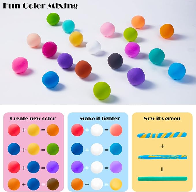 EDIFON Magic Modeling Clay, 24 Colors with Sculpting Tools, Non-Toxic Self Drying Soft Clay for Kids and Adults, Gift for Boys and Girls
