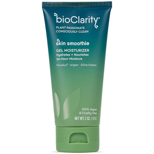 BioClarity Skin Smoothie Gel Moisturizer, 24-Hour Hydration, For Normal & Oily Skin, 100% Vegan Formula, Clean Ingredients with Olive, Argan & Ceramide, 1 fl oz