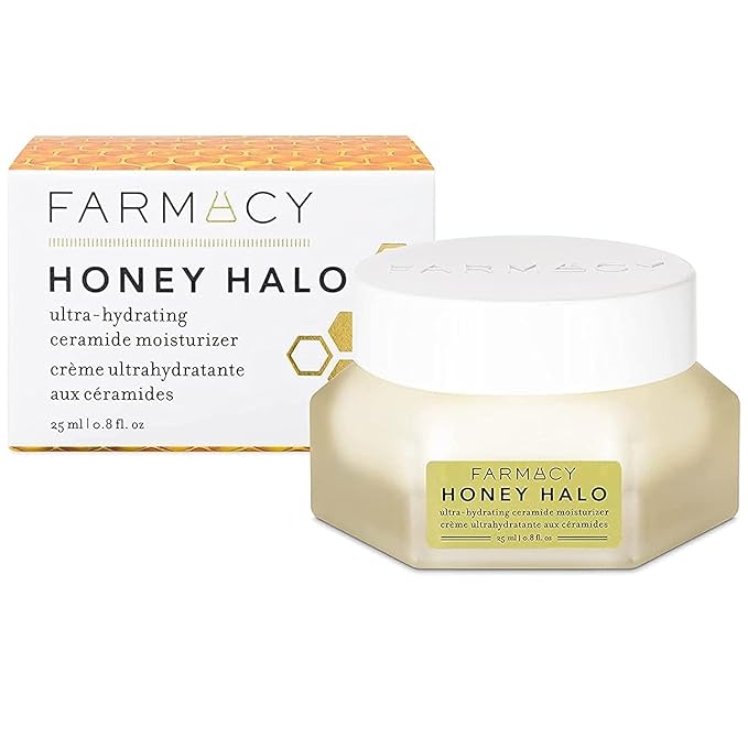 Farmacy Ceramide Face Moisturizer - Honey Halo Hydrating Facial Moisturizer for Dry Skin - Plumps, Soothes + Restores Skin with Potent Ceramides + Buckwheat Honey for a Dewy, Healthy Glow (25ml)