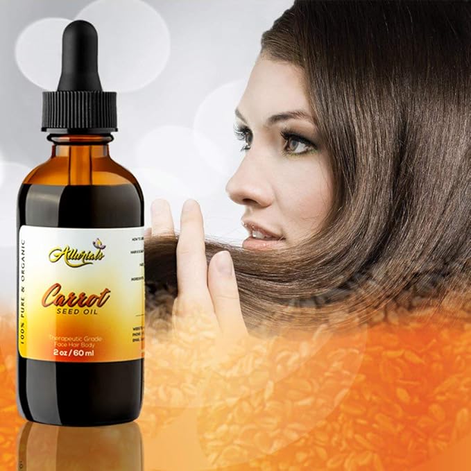 Carrot Seed Oil (2 Oz) – 100% Pure & Organic, Unrefined, Cold Pressed, All Natural, Daucus Carota- Essential Carrot Moisturizer for Skin, Face and Hair Growth - 2 Oz