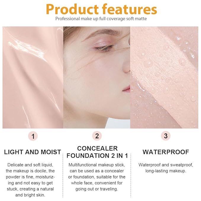 2 Pack Liquid Foundation Cream with Foundation Brush