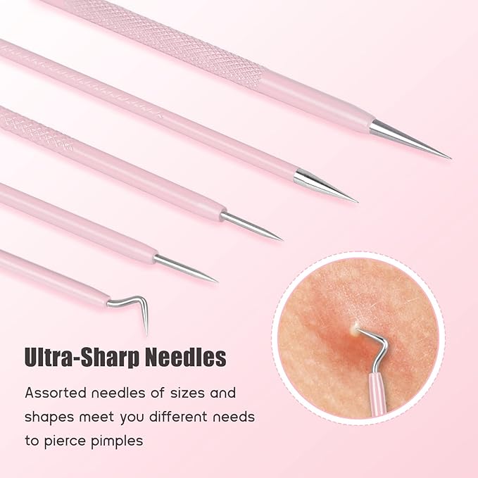 MORGLES Blackhead Remover Tools, 15 Pcs Pimple Popper Tool Kit Comedone Pimple Extractor for Blackhead Blemish Zit Removing with Metal Case 2024 Latest