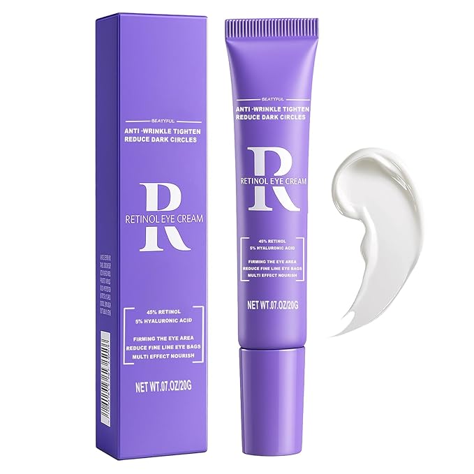 Retinol Eye Cream, Moisturizing Eye Care Daily Anti-Wrinkle Cream with 45% Retinol and 5% Hyaluronic Acid to Smooth & Moisturize Skin, Under Eye Bags, Reduce Wrinkles, Dark Circles(0.7 Ounces)