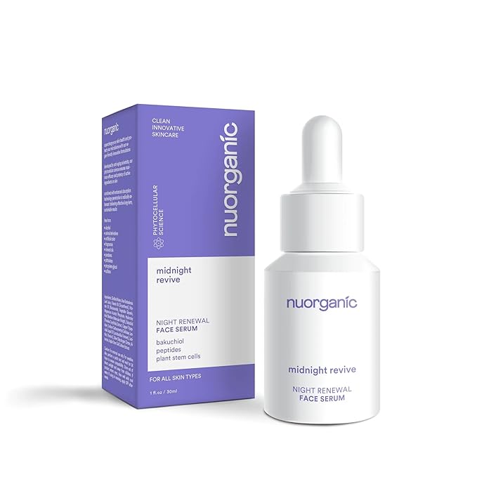 nuorganic Bakuchiol Serum With Plant Stem Cells, Peptides & Vitamin C - Anti Aging, Soothing, Hydrating - 1fl Oz 30ml