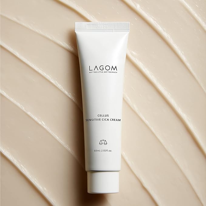 LAGOM Cellus Sensitive Cica Cream Soothing Korean Skincare with Centella and Ceramide, Sensitive Skin, Calming Balm, Face Blemish 2.02 Fl Oz