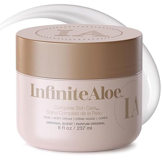 InfiniteAloe Complete Skin Care, Aloe Vera Powered Face and Body Cream for All Skin Types, Dry Skin Everyday Hero, Original Scent - Large Jar 8 oz