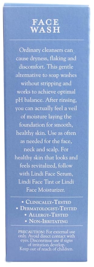 Lindi Skin Face Wash for Dry & Sensitive Skin - Gentle, Moisturizing Formula That Hydrates & Refreshes Your Body and Scalp - Reduce Facial Rashes, Redness, and Iitching (4 fl oz)