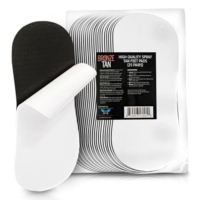 Bronze Tan Sticky Spray Tan Pads For Feet - 25 Pairs, Disposable & Hygienic Spray Tan Feet Pads - Ideal for Sunless Tan, Self-Tanning at Home or Salon - Non-Slip, Eco-Friendly - Ultimate Spray Tan