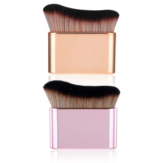 2Pcs Self Tan Brush Soft Body Makeup Brush Portable Self Tanning Brush Self Tanner Face Brush For Body & Leg Makeup（Rose Gold + Pink Rose Gold）