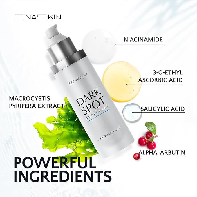 EnaSkin Dark Spot Remover Face & Body Serum: Age Spot Sun Spot Freckles Melasma Brown Spot - Advanced Formula with Niacinamide for Women and Men 1.0 Fl Oz (Pack of 2)
