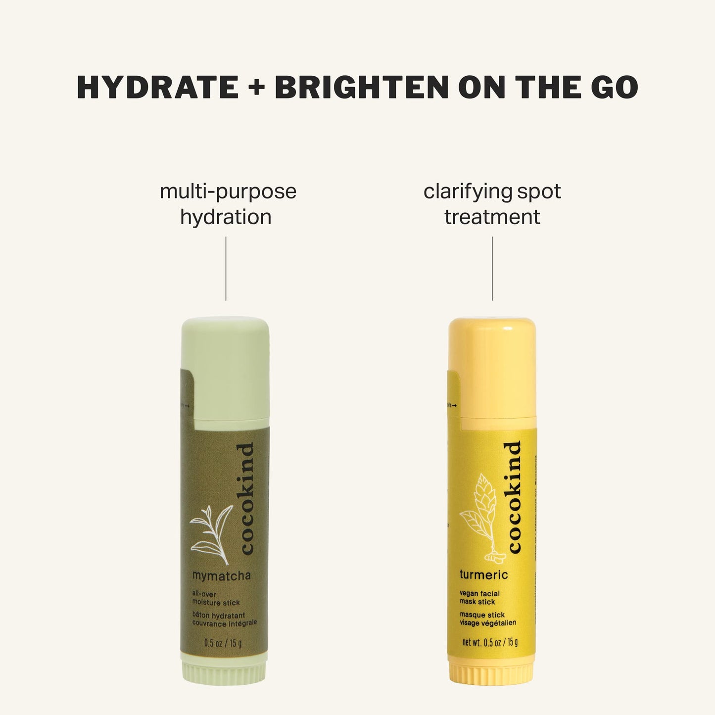 Cocokind Mymatcha All-Over Moisture Stick, Lip Balm and Eye Cream for Dry Skin 0.5 Oz