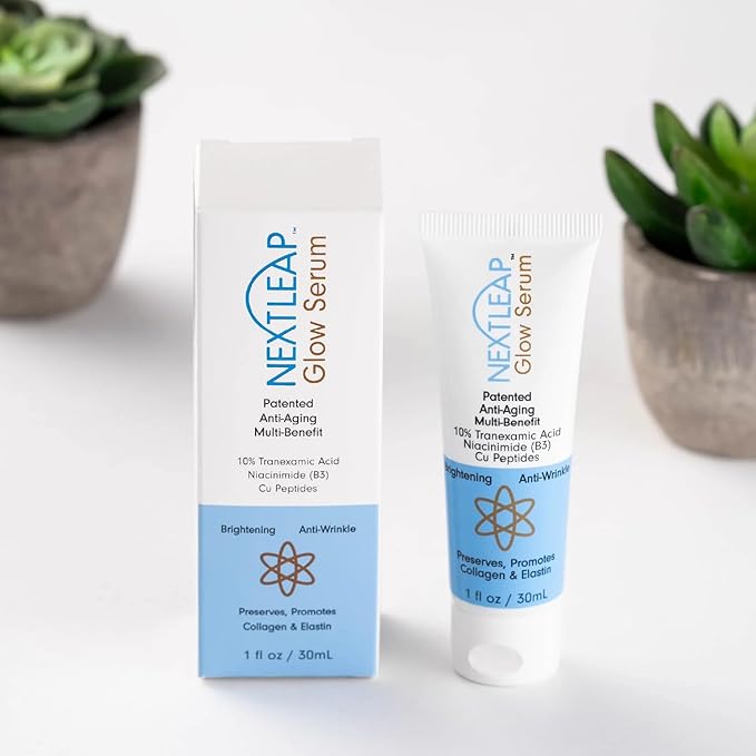 Tranexamic Acid Serum (10%), Niacinamide and Copper Peptides - Patented Anti Aging Skincare Glow Cream-Serum with TXA for the Face, Neck and Even Hands - Lightweight, Fast Absorbing Skincare - 1 Fl Oz