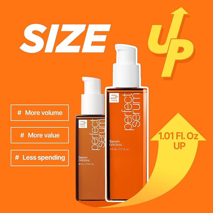 Mise En Scene Perfect Serum Original Bigger Size - Hair Oil for Frizzy & Dry Hair, Hydration and Nutrition Hair Essence for Damage Care, Floral Fragrance, Korean Hair Care Product, 3.71 Fl Oz.