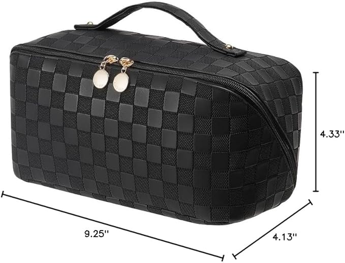 EACHY Travel Makeup Bag,Large Capacity Cosmetic Bags for Women,Waterproof Portable Pouch Open Flat Toiletry Bag Pattern Makeup Bag