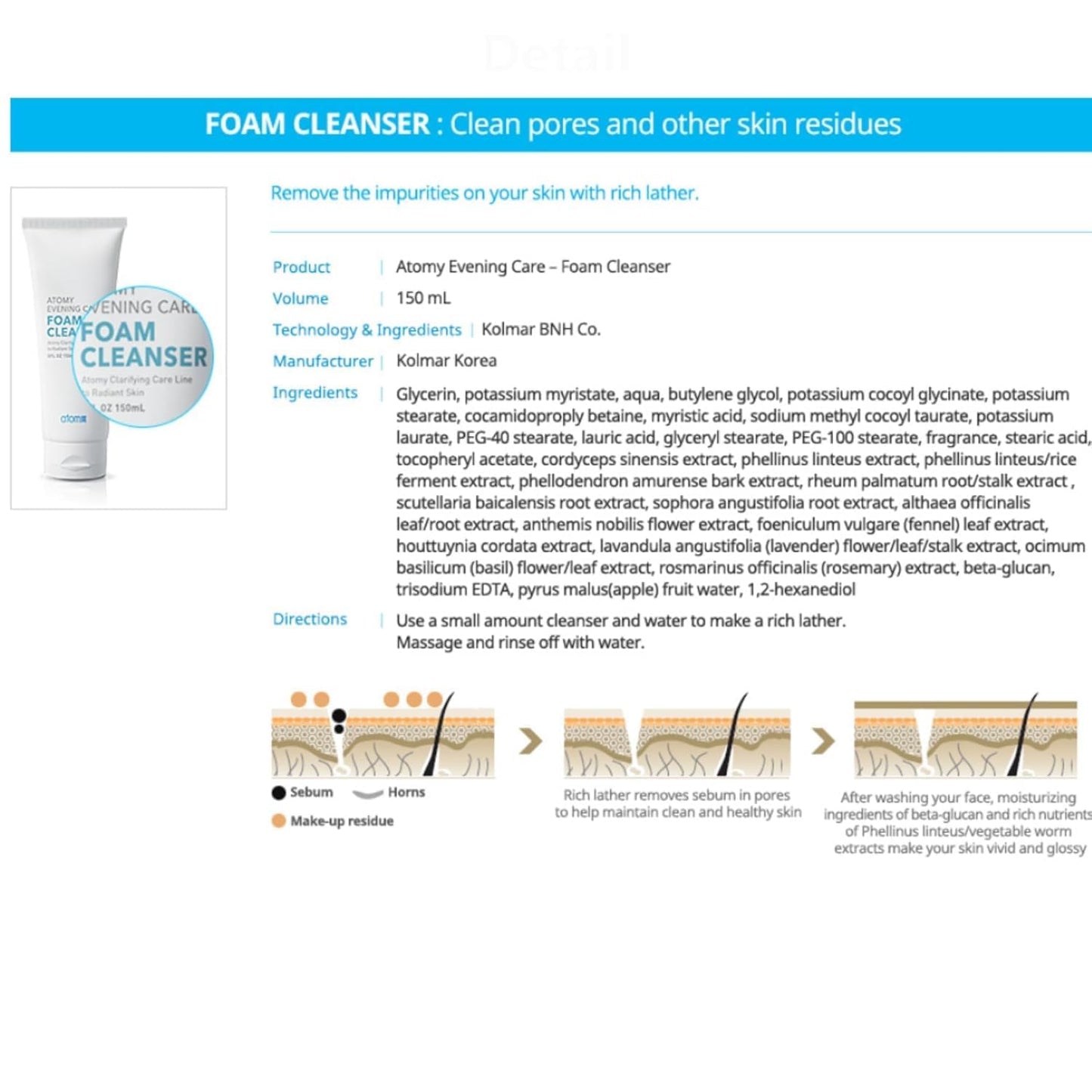 SUDIVA Evening Care Foam Cleanser 5.1 fl oz (150g) – Korean Daily Face Wash for Deep Cleansing, Gentle Skincare Routine