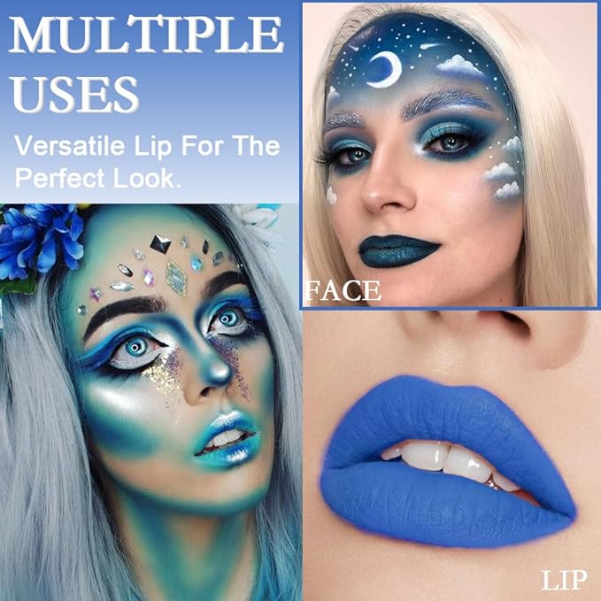 AMY'S DIARY Matte Plum Liquid Lipstick 5Pcs Sets,24-hour Lipstick Light Deep blue green Plum Lip Stain 24 Smudge Waterproof for Women (Set03)