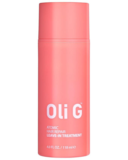 Oli G Atomic Hair Repair Leave In Treatment for Women – Anti Frizz Hair Treatment Cream with Oligopeptides & Botanical Proteins – Conditioning, Moisture & Strengthening Formula - All Hair Types - 4oz